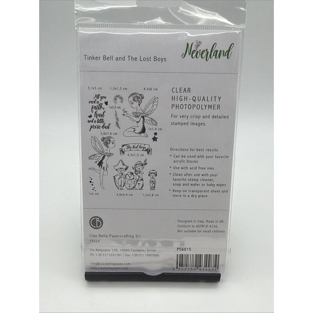 NEVERLAND Tinkerbell & Lost Boys CLEAR Rubber Stamps Set CIAO BELLA PS6015 New